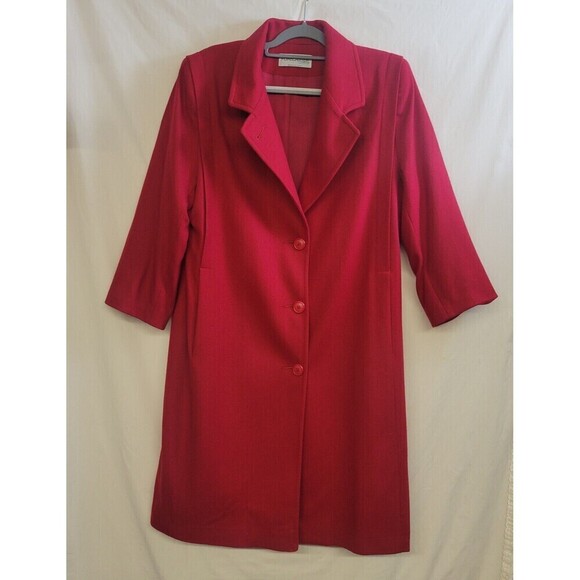 Forecaster of Boston Size 11/12 100% Pure Wool Coat Full Length Lined Red Dressy - Picture 1 of 12